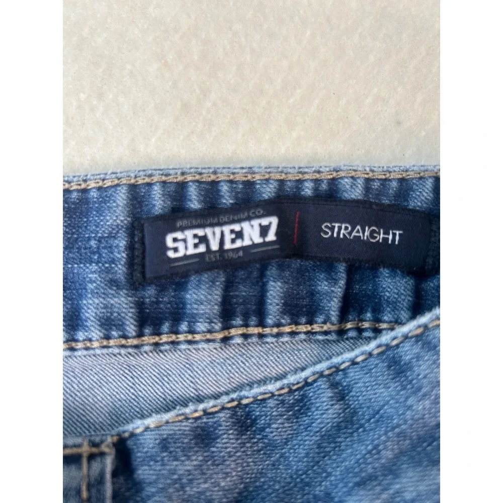 Seven7‎ Mens Straight Leg Jeans W34 L34 Medium Wash Blue Stretch Denim Pants